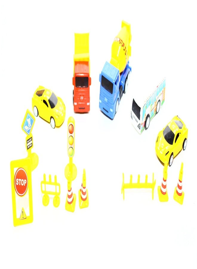 Globular Mini Construction Engineering Vehicle Team Truck 3 Pcs Vehicle Trucks Toys Play Set Automobile Police Car Toys Set for 3+ Year Children Kids - Image 2